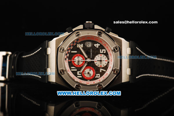 Audemars Piguet Royal Oak Offshore Chronograph Swiss Valjoux 7750 Automatic Movement Steel Case with White Markers and Black Leather Strap - Click Image to Close